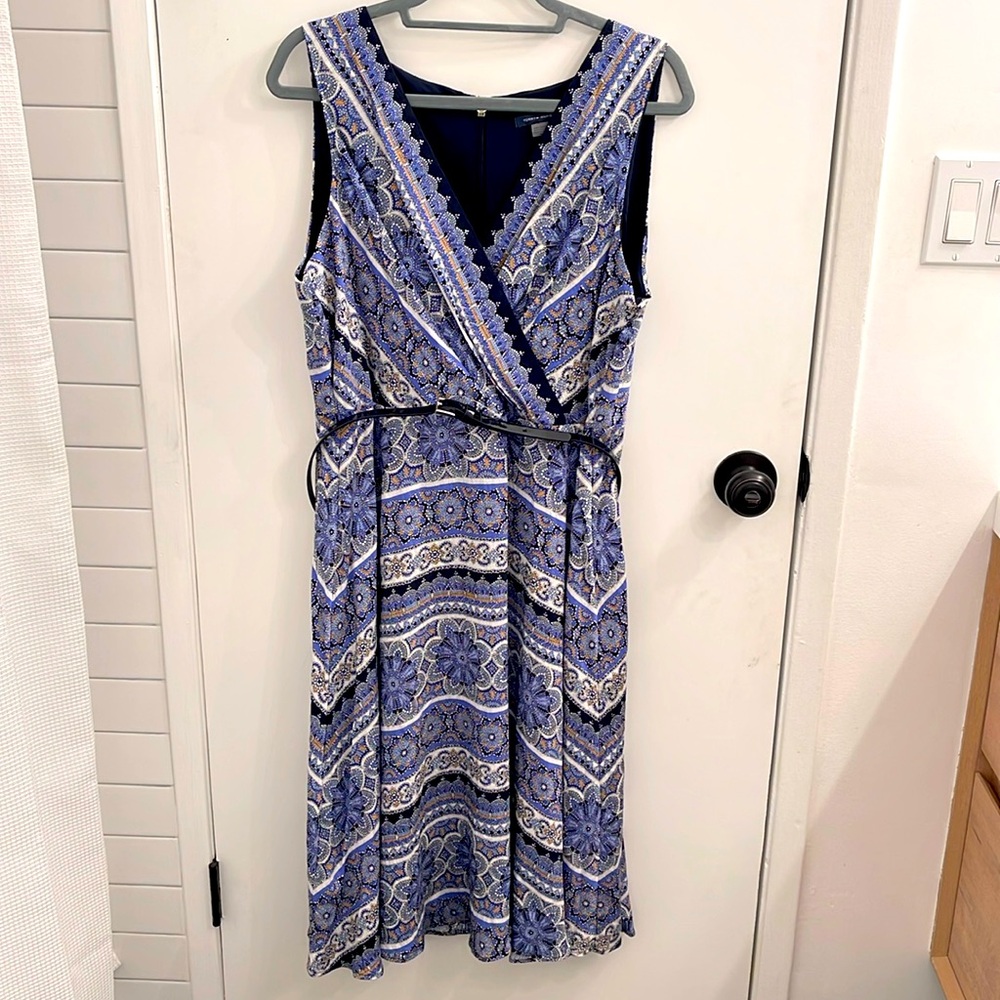 Tommy Hilfiger Printed Belted Fit & Flare Dress NWOT